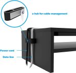 Monitor Stand Riser, 2 Tiers Wood Monitor Riser Stand with Storage Organizer, Desktop Ergonomic Monitor Stand Riser with Cellphone Holder and Cable Management, 16.5 Inch Shelf Black - Image 5